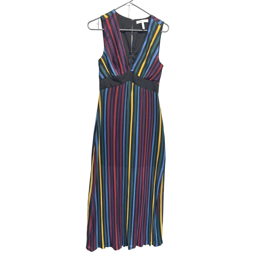 BCBGenerations Babydoll Vertical Stripe Maxi Dress 2 Tall Festival Rave Coquette